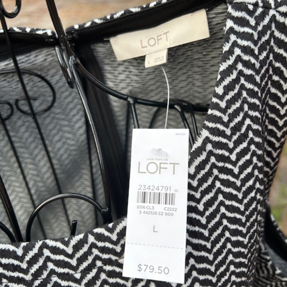 NWT Loft Black and White Herringbone Dress - Picture 9 of 9